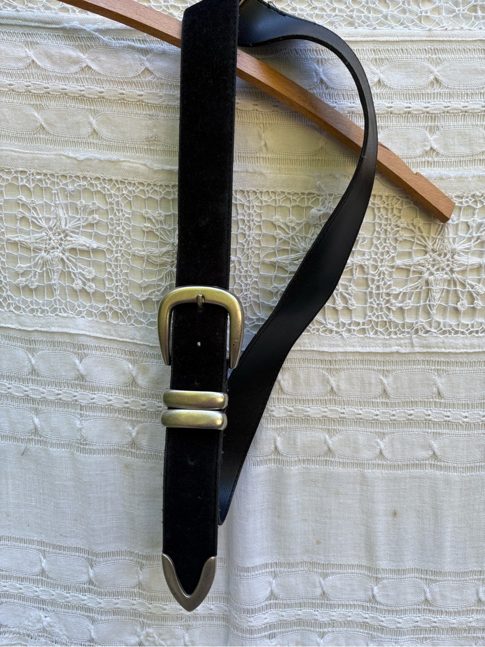 Black Suede Belt with Silver Buckle LP